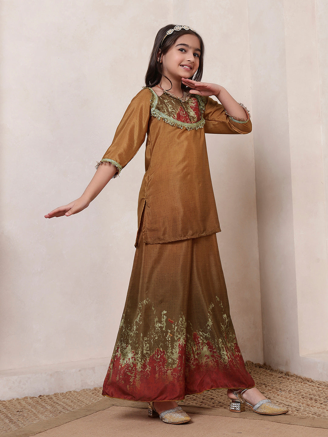 Mustard Kurta With Palazzo Set
