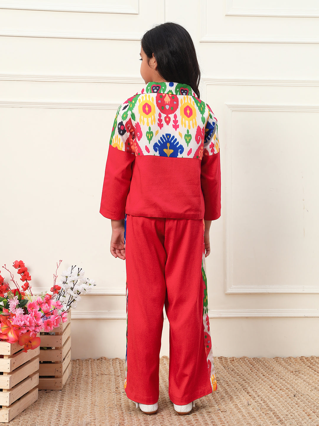 Printed Blazer With Pants Girls Co-ord Set