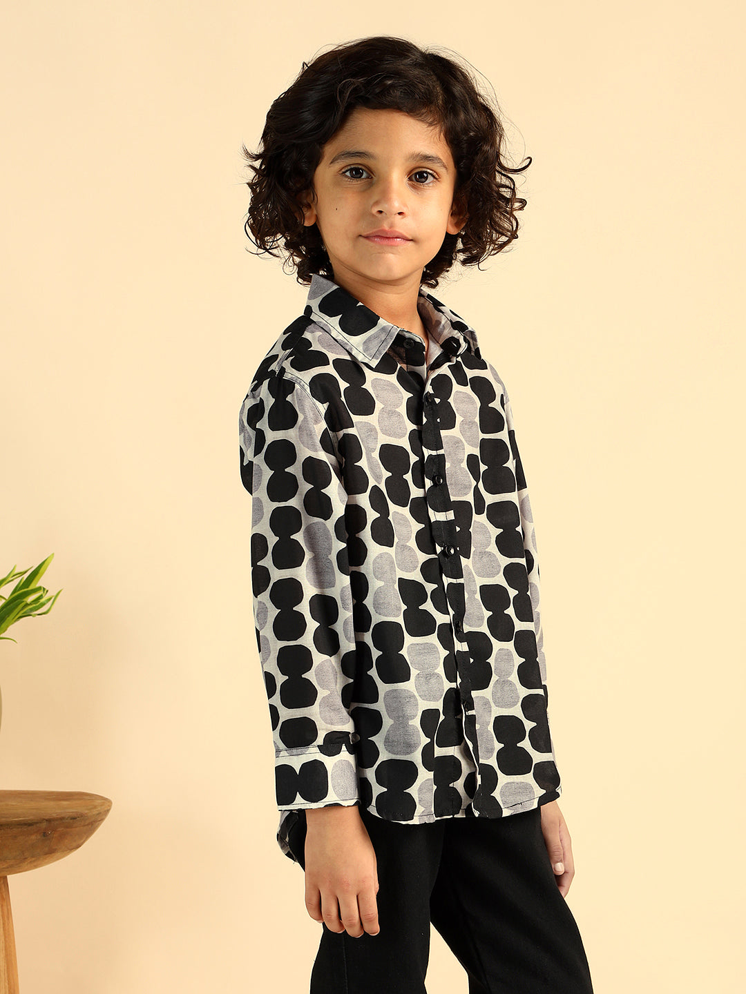 Polka Print Pure Cotton Shirt For Boys
