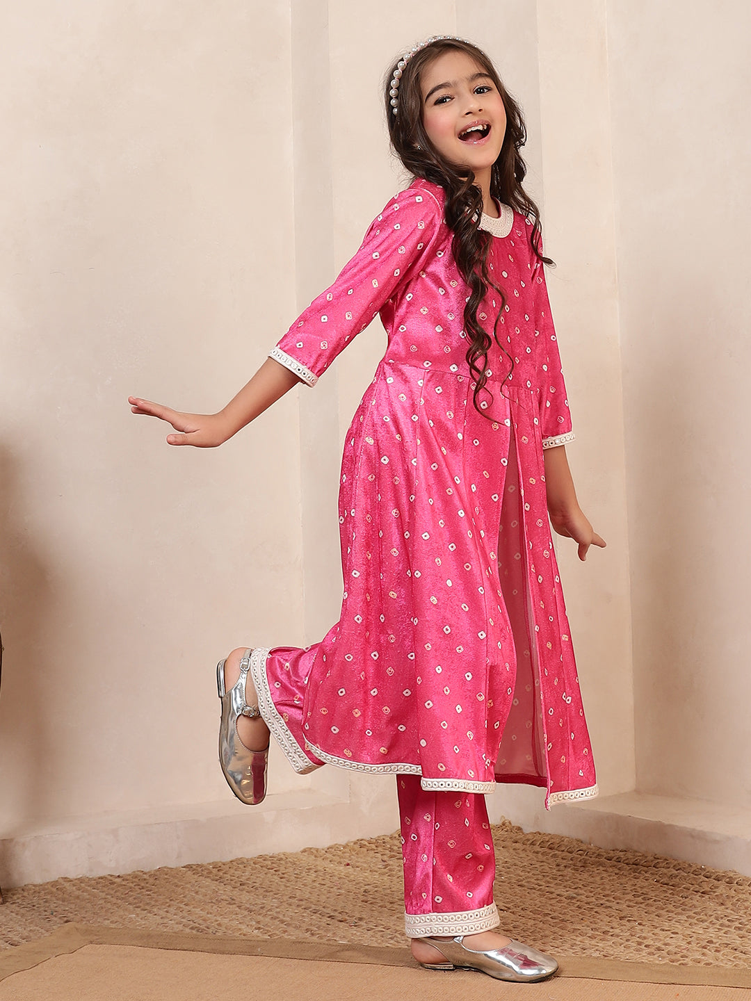 Pink Velvet Kurta Set