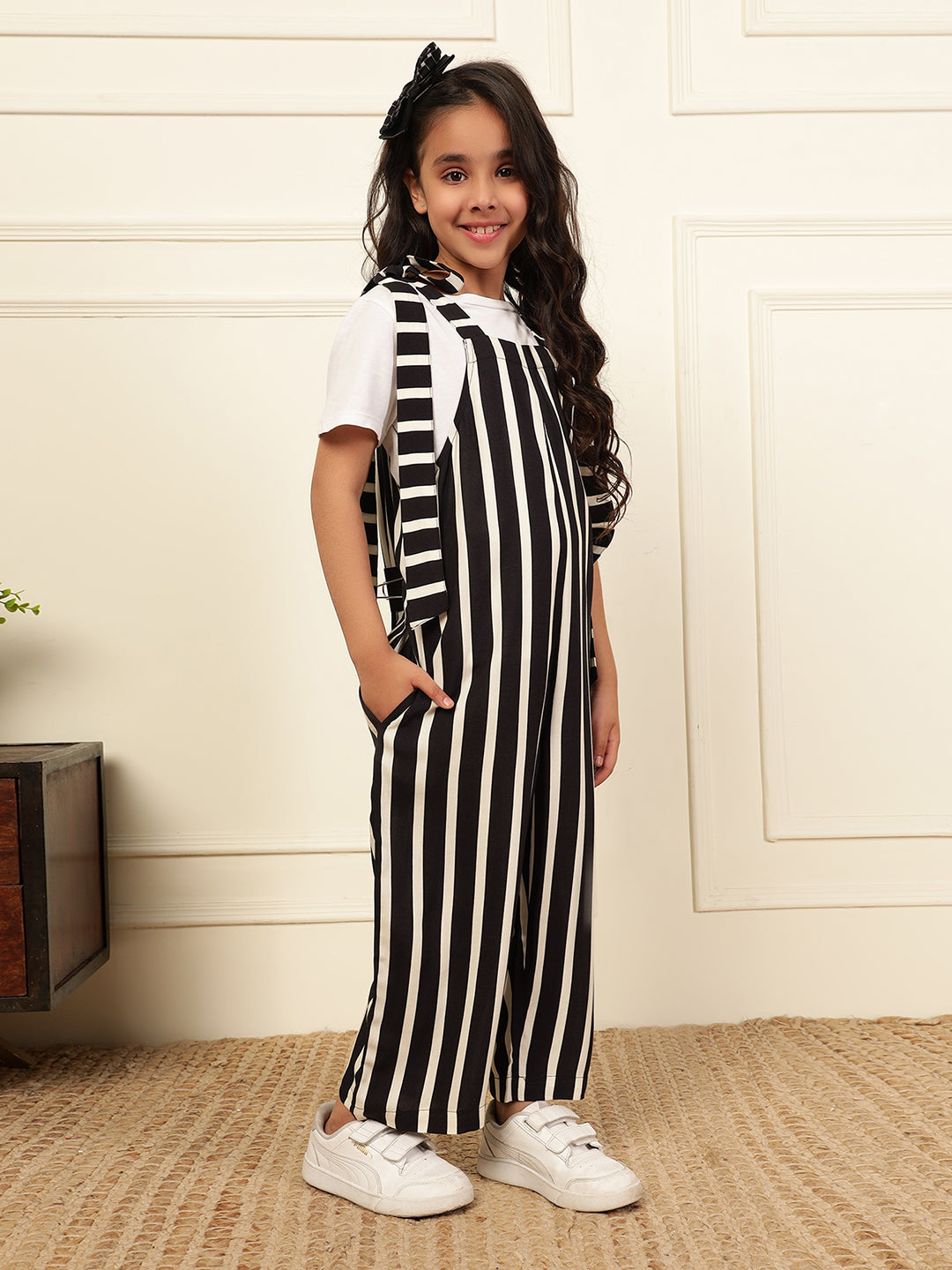 Knot Style Black Stripe Jumpsuit (T-shirt not included)