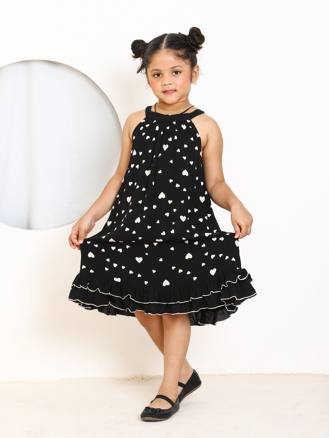 Heart Printed Rayon Dress