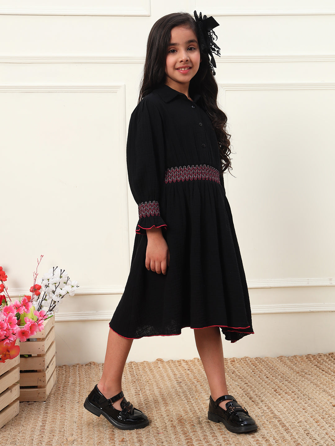 Shirt Style Smocking tiered Dress