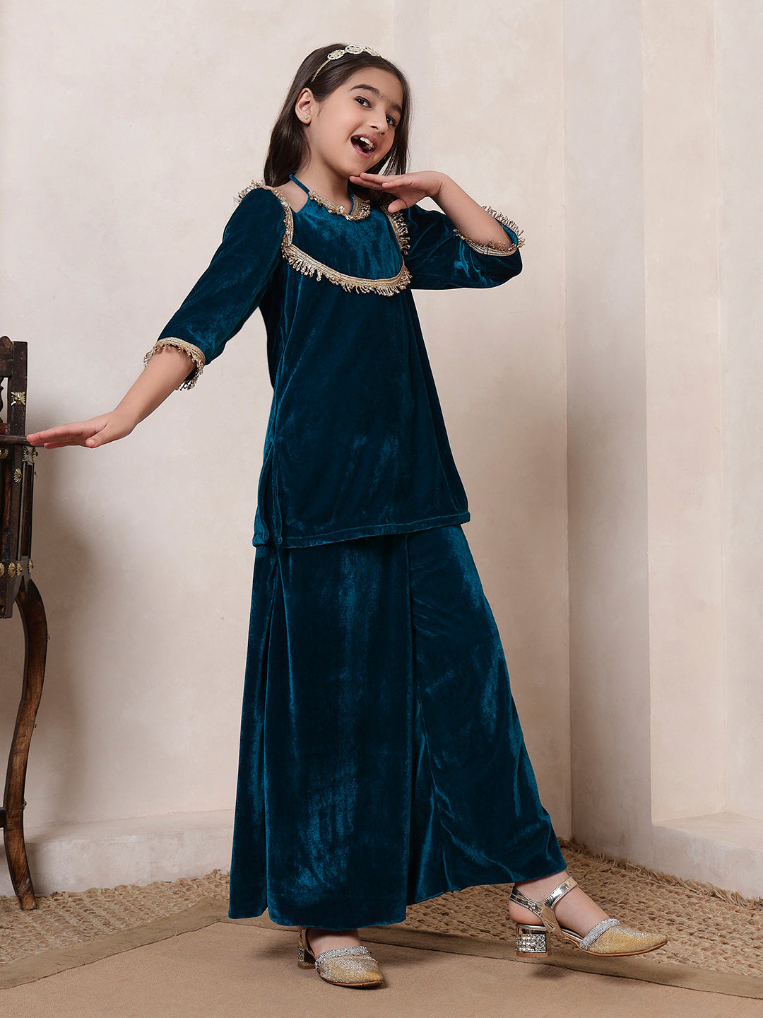 Velvet Kurta With Palazzo Set