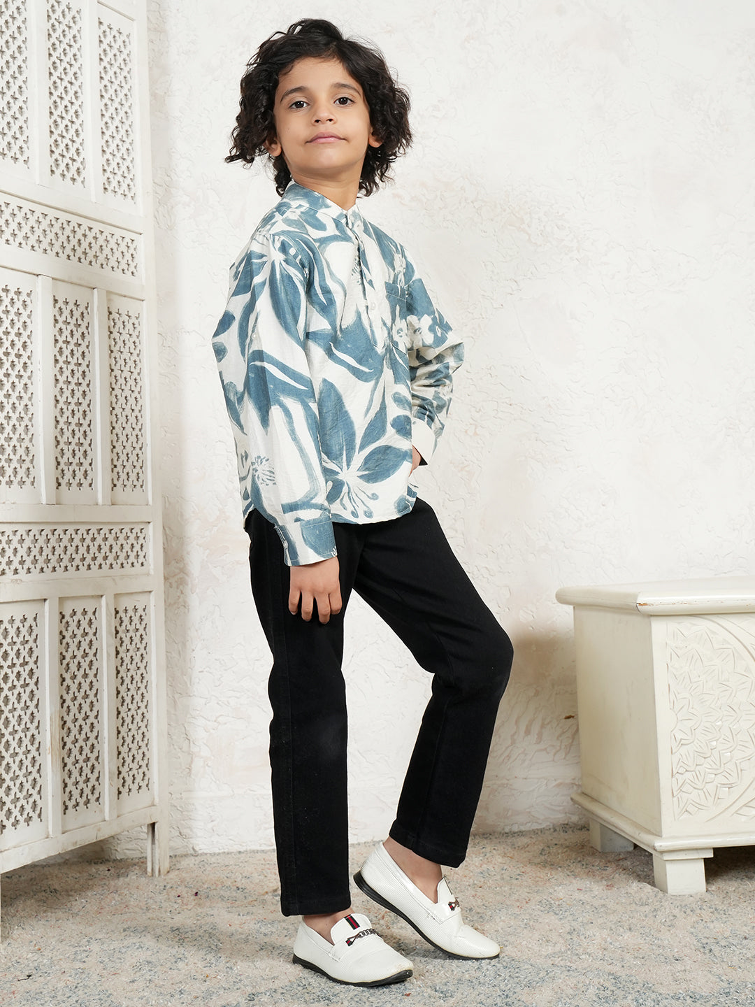 Abstract Print Short Boys Kurta