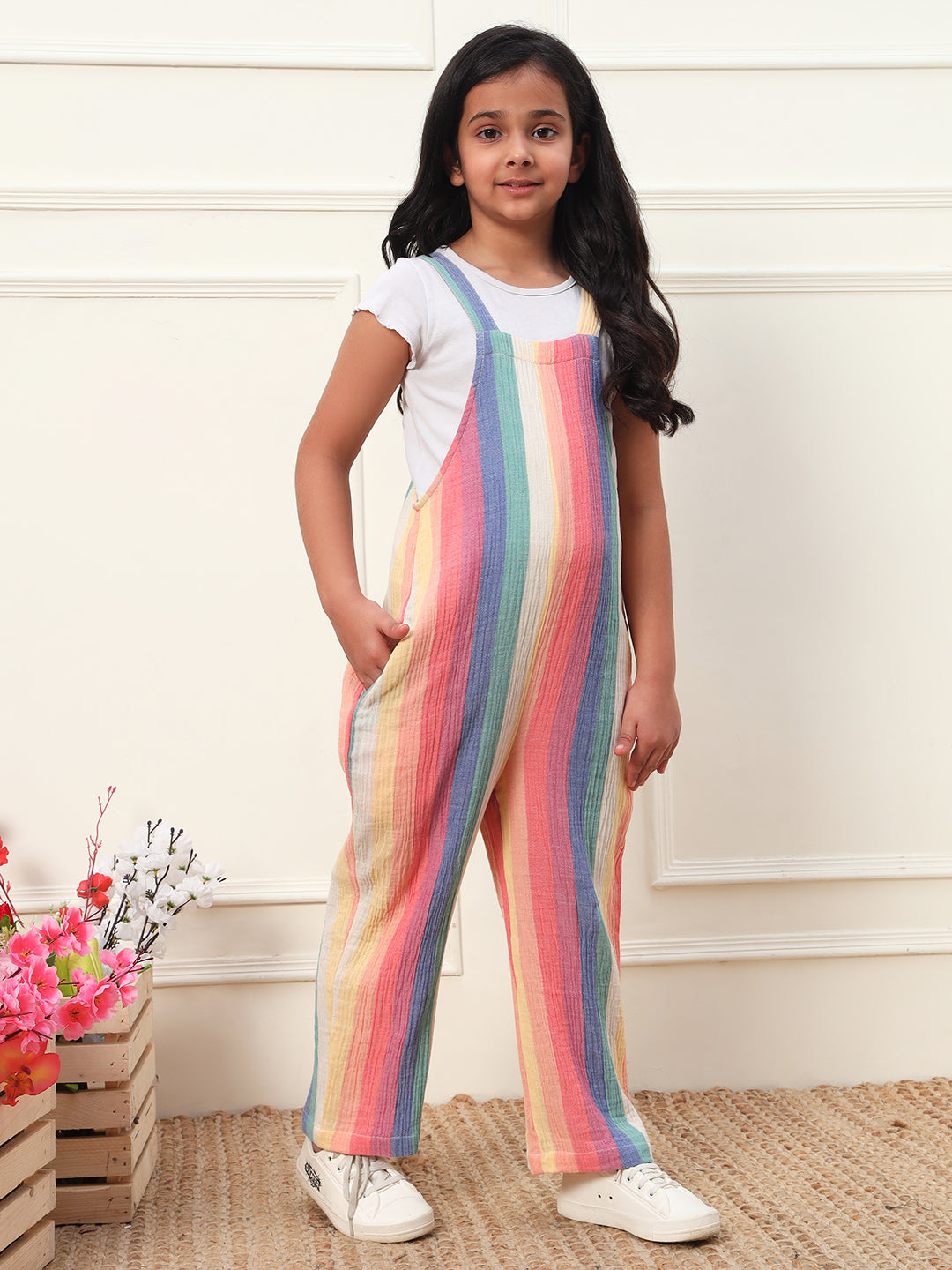 Rainbow Stirpes Girls' Jumpsuit (T-shirt not included)