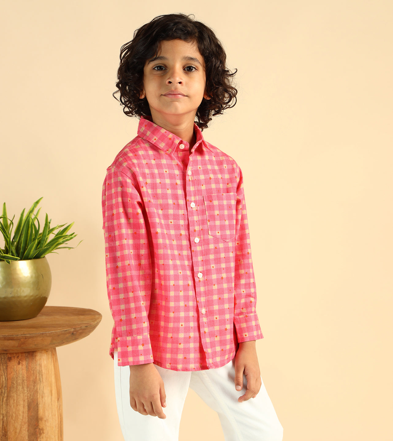 Check Pure Cotton Shirt For Boys