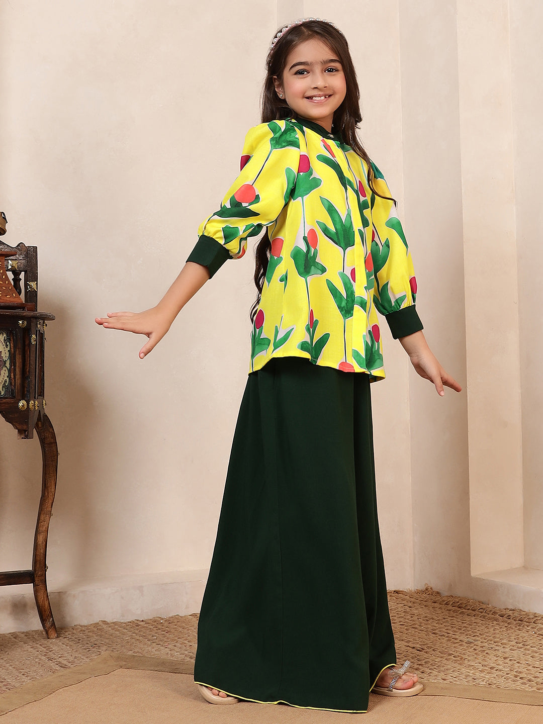 Floral Motif Short Kurta With Palazzo