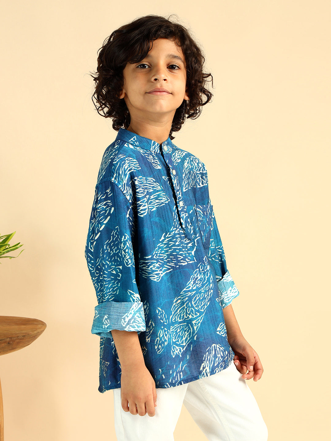 Abstract Print Short Kurta For Boys