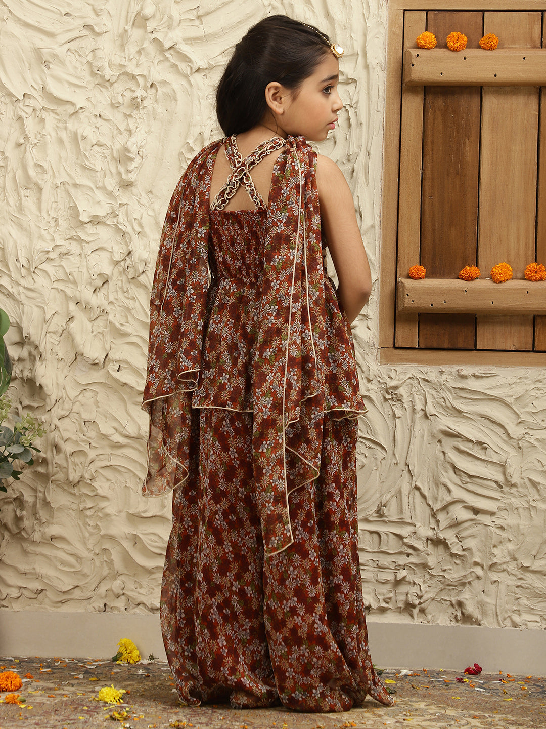 Pure Chiffon Top & Palazzo With Dupatta Set