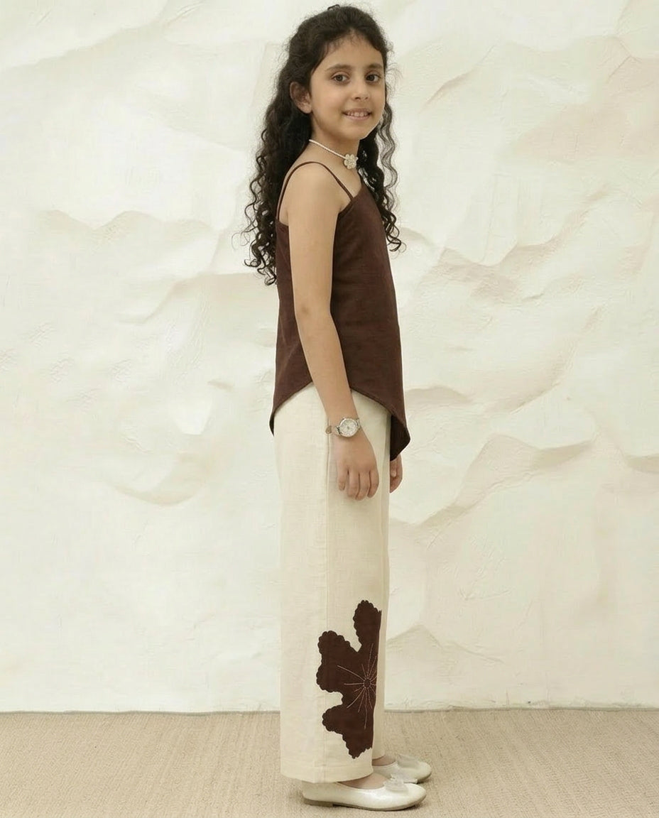 one shoulder top with palazzo pant girl Co-ord sets