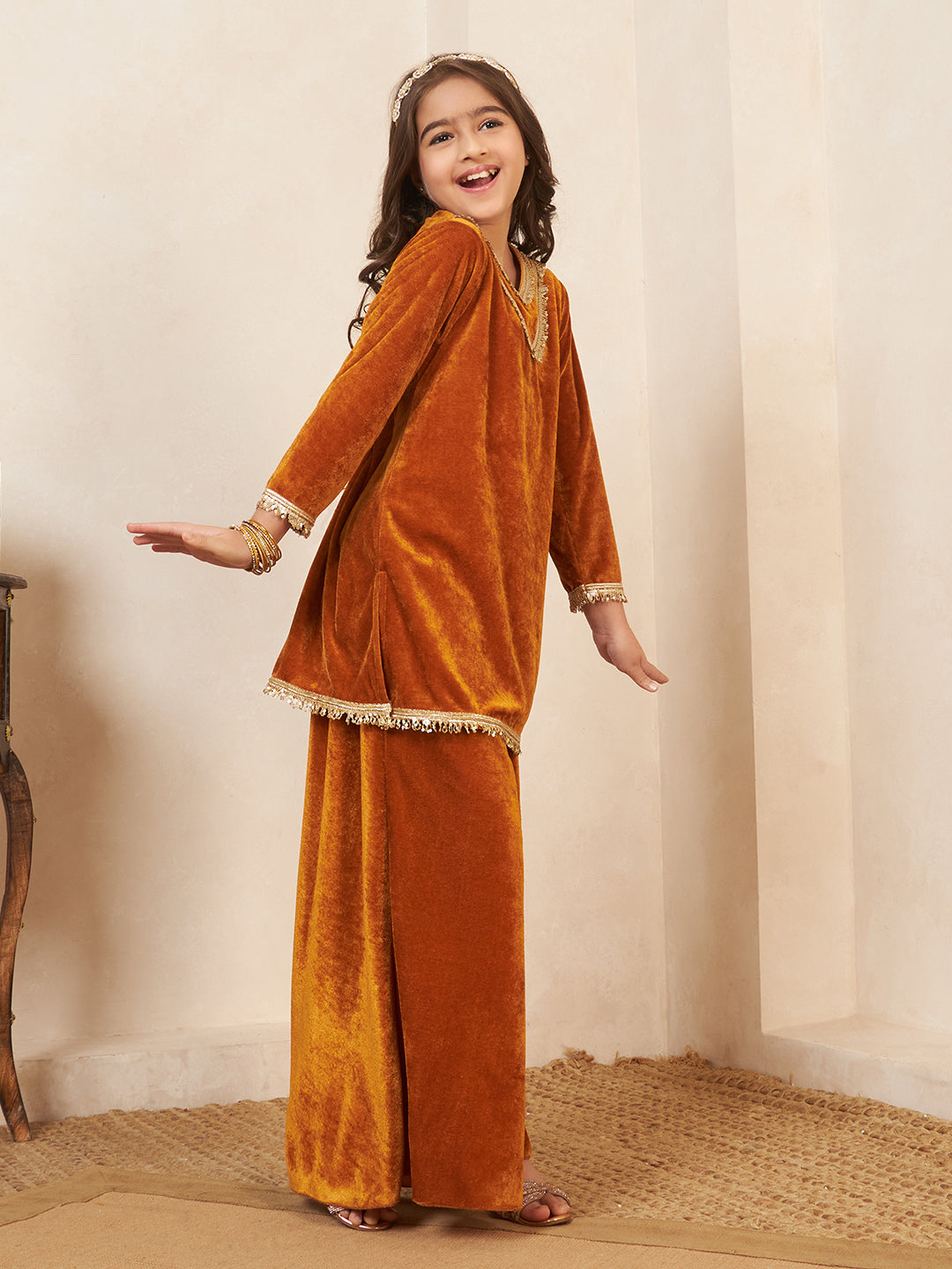 Velvet Mustard 3 Pieces Co-Ord Set