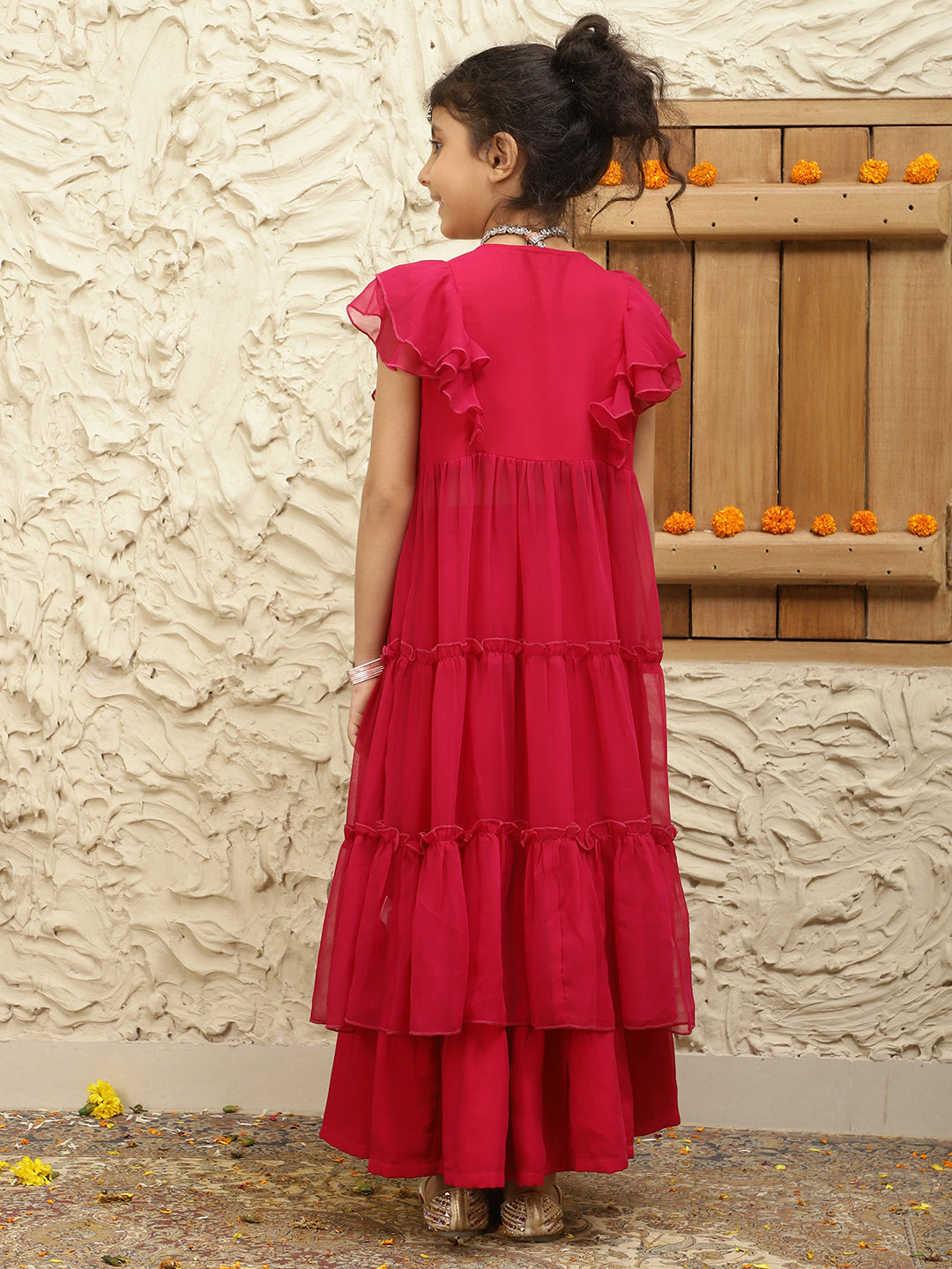 Long Slit Pure Georgette Top With Sharara