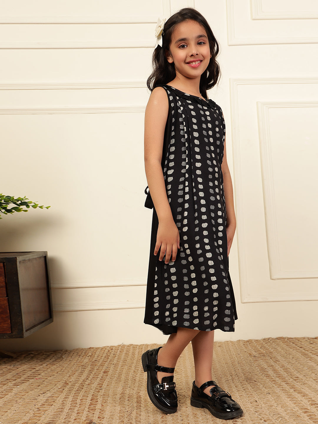 A-Line Polka Dots Knot Dress