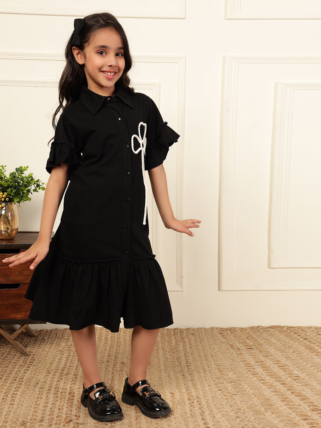 Loose-Fit Tiered Shirt Dress