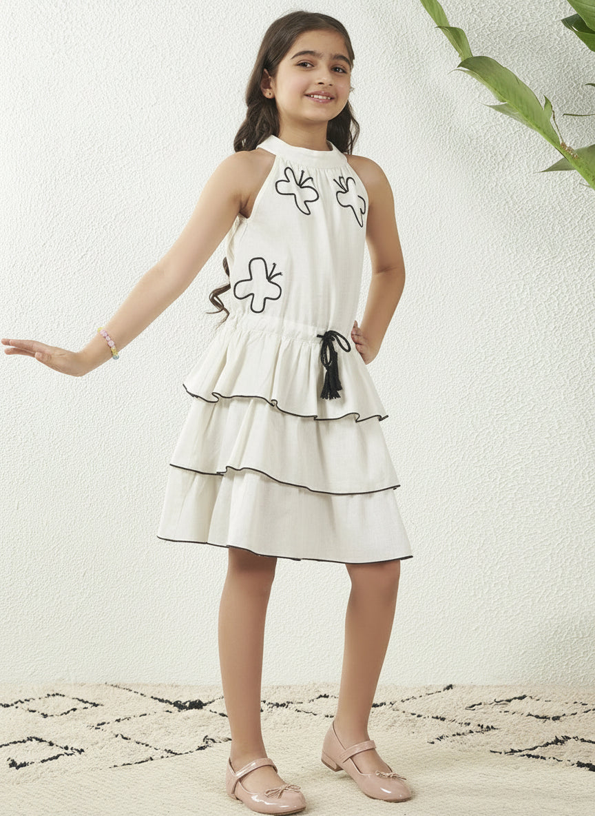 Butterfly Charm Slate Blue Tiered Dress