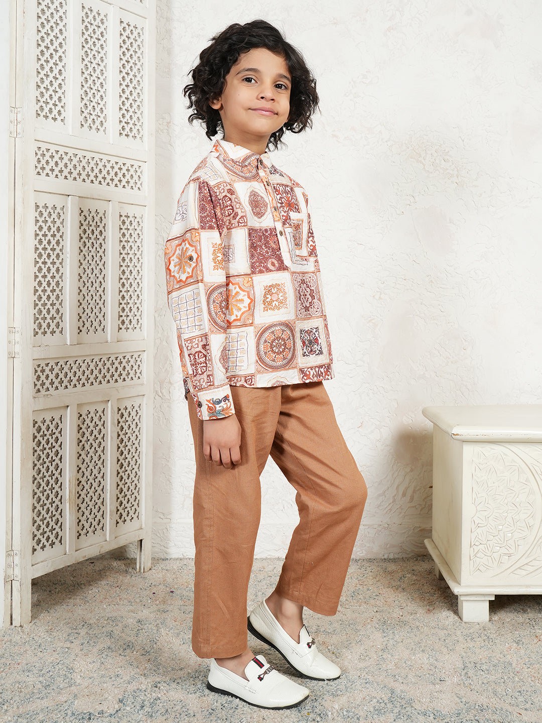 Patch Prnt Kurta For Boys