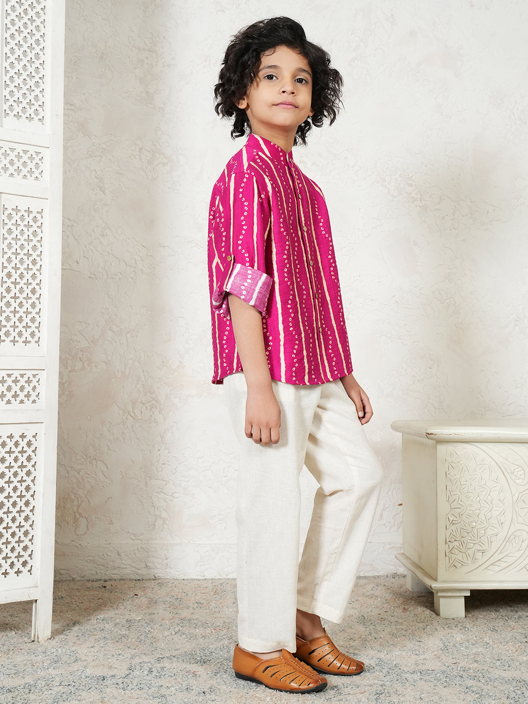 Bandhani Print Shirt For Boys