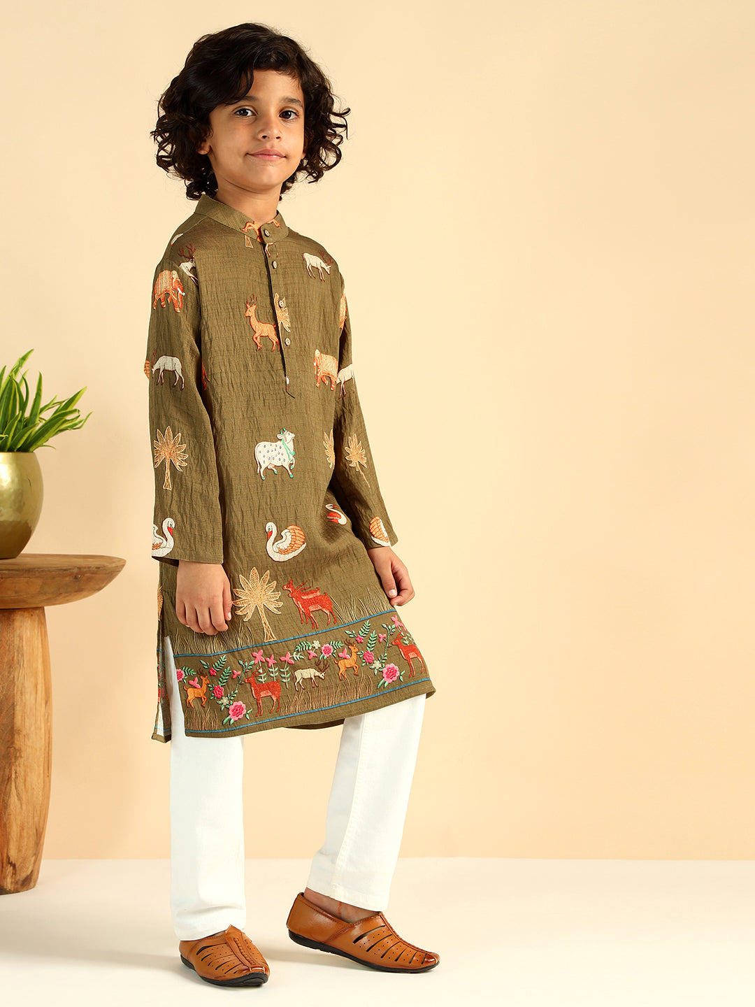 Animal Print Kurta For Boys