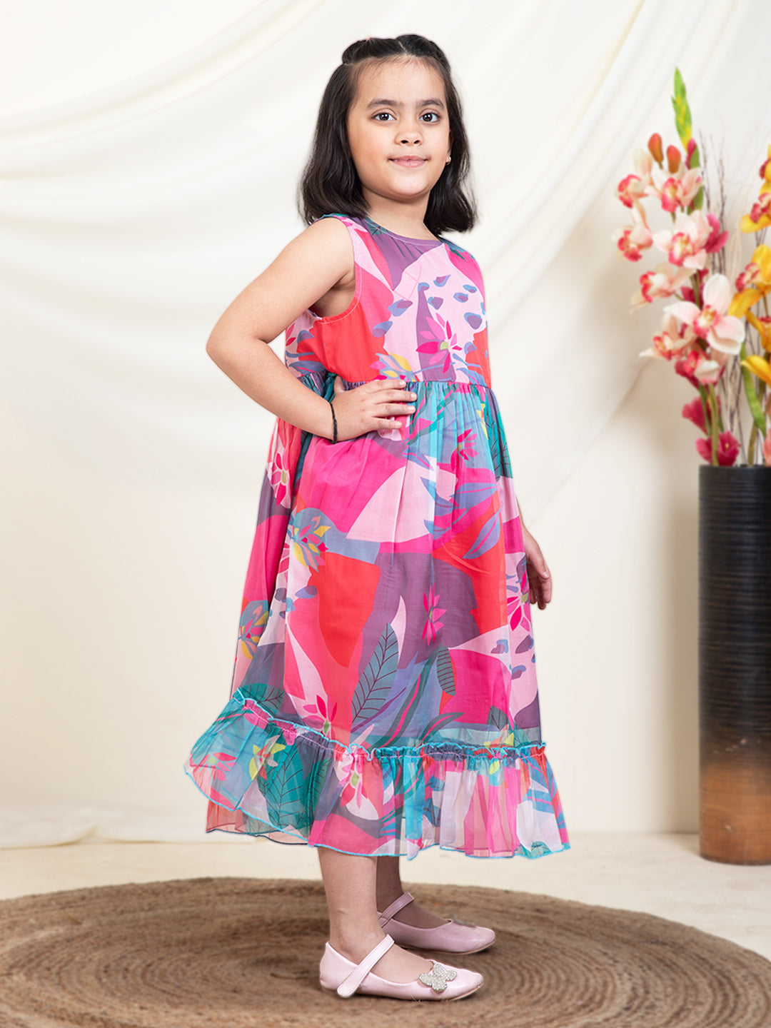 Abstract Print Tiered Dress