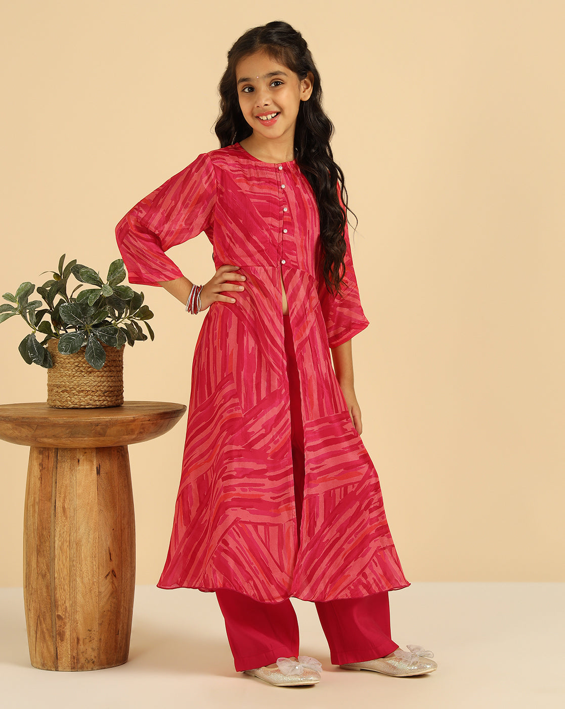 Abstract Printed Top & Pant Girls Co-Ord Set