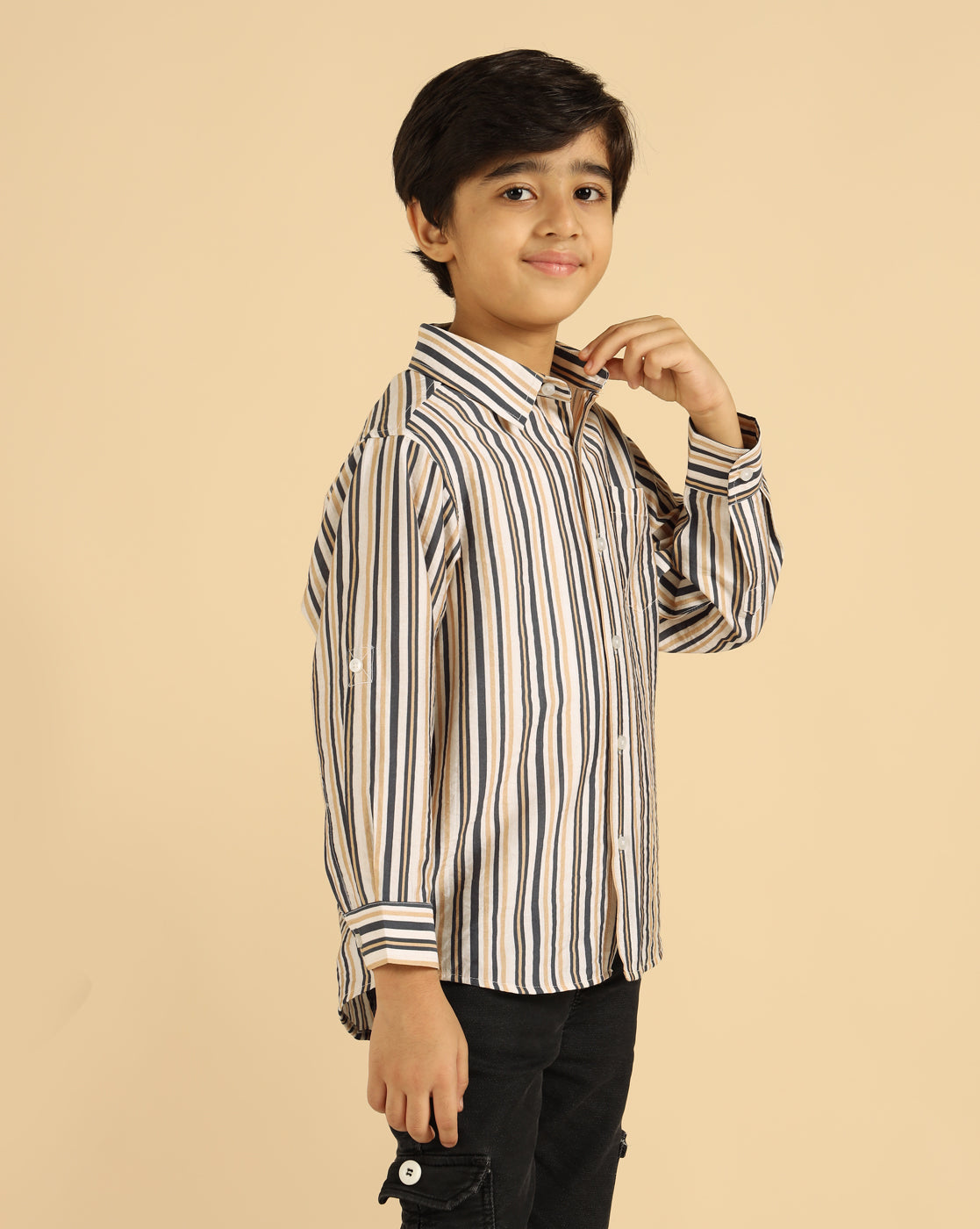 Multi Color Stripes Full Sleeves Boys Shirt