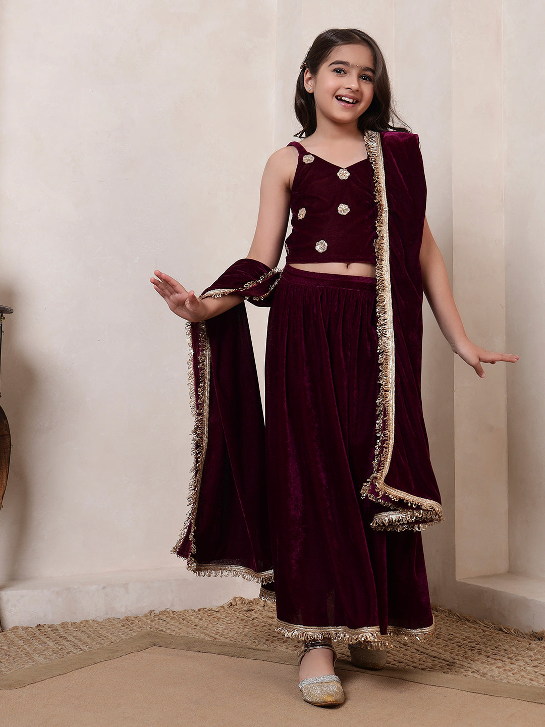 3 Piece Top With Skirt And Dupatta
