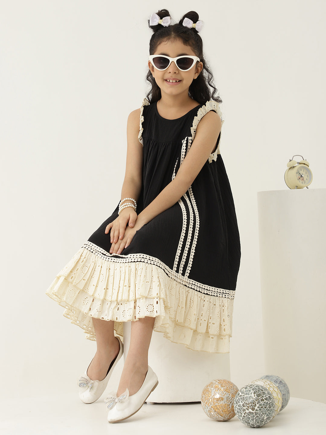 Pure Cotton Schiffli Tiered Dress