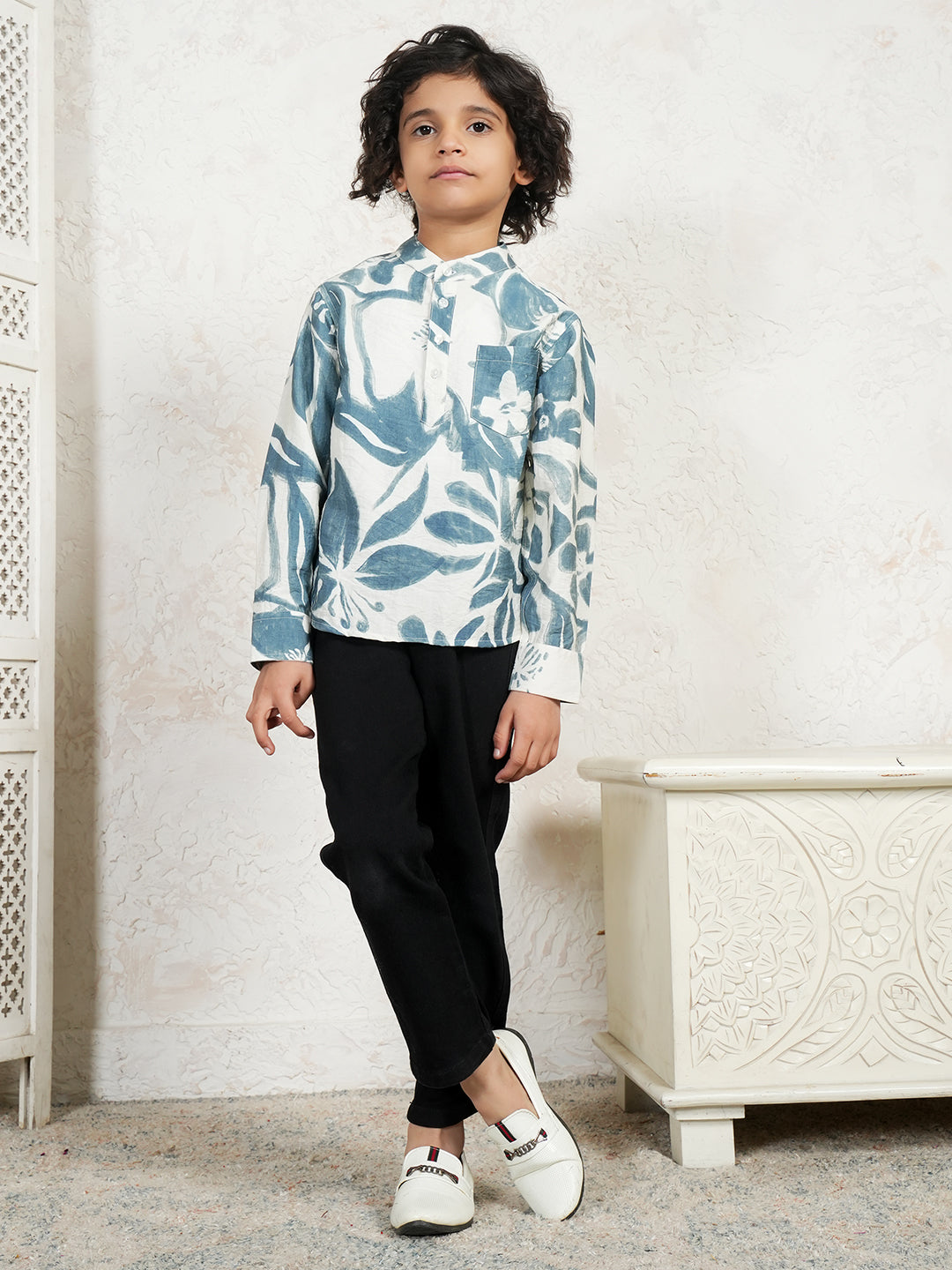 Abstract Print Short Boys Kurta