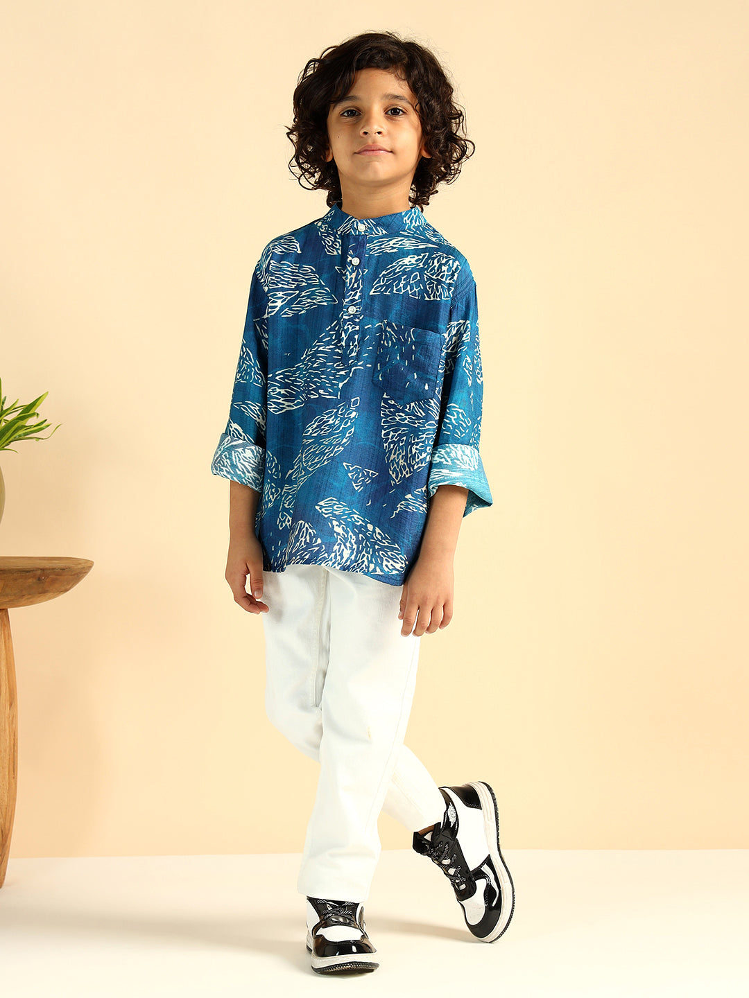Abstract Print Short Kurta For Boys