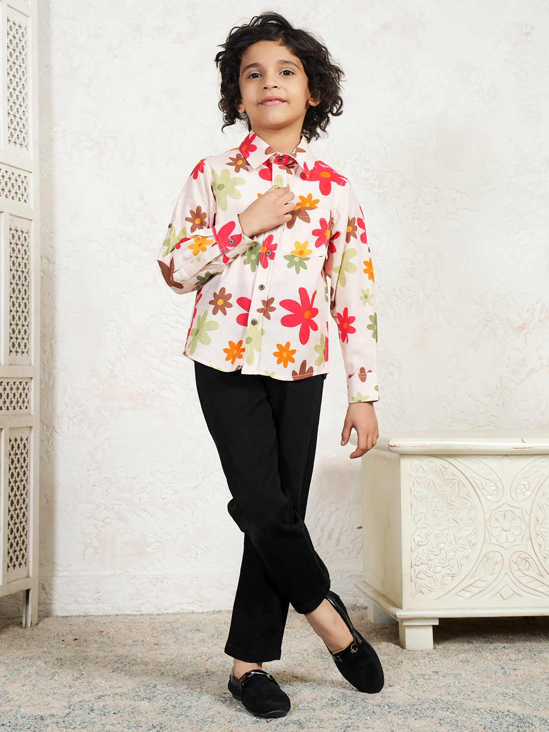 Multi Color Floral Boys Shirt