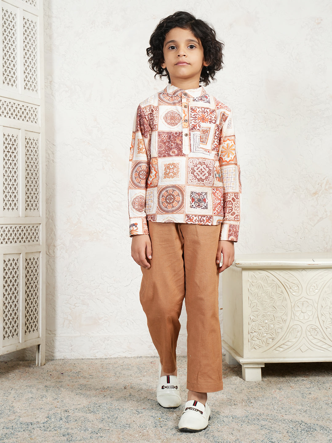 Patch Prnt Kurta For Boys