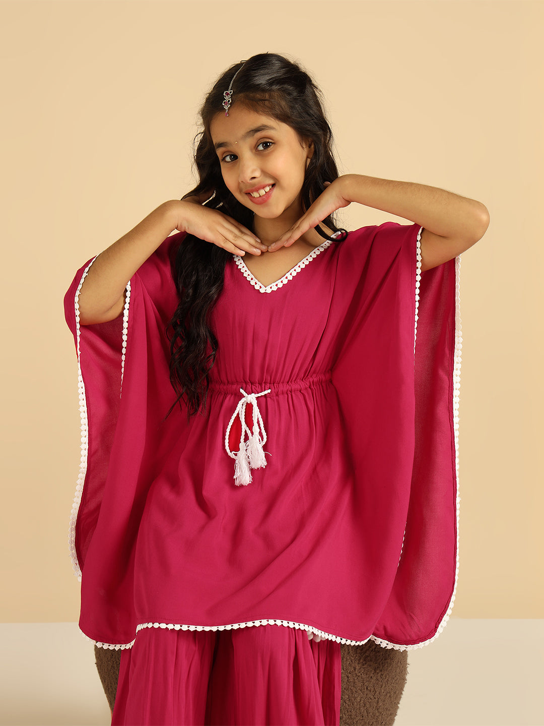 Solid Kaftan Kurti With Sharara