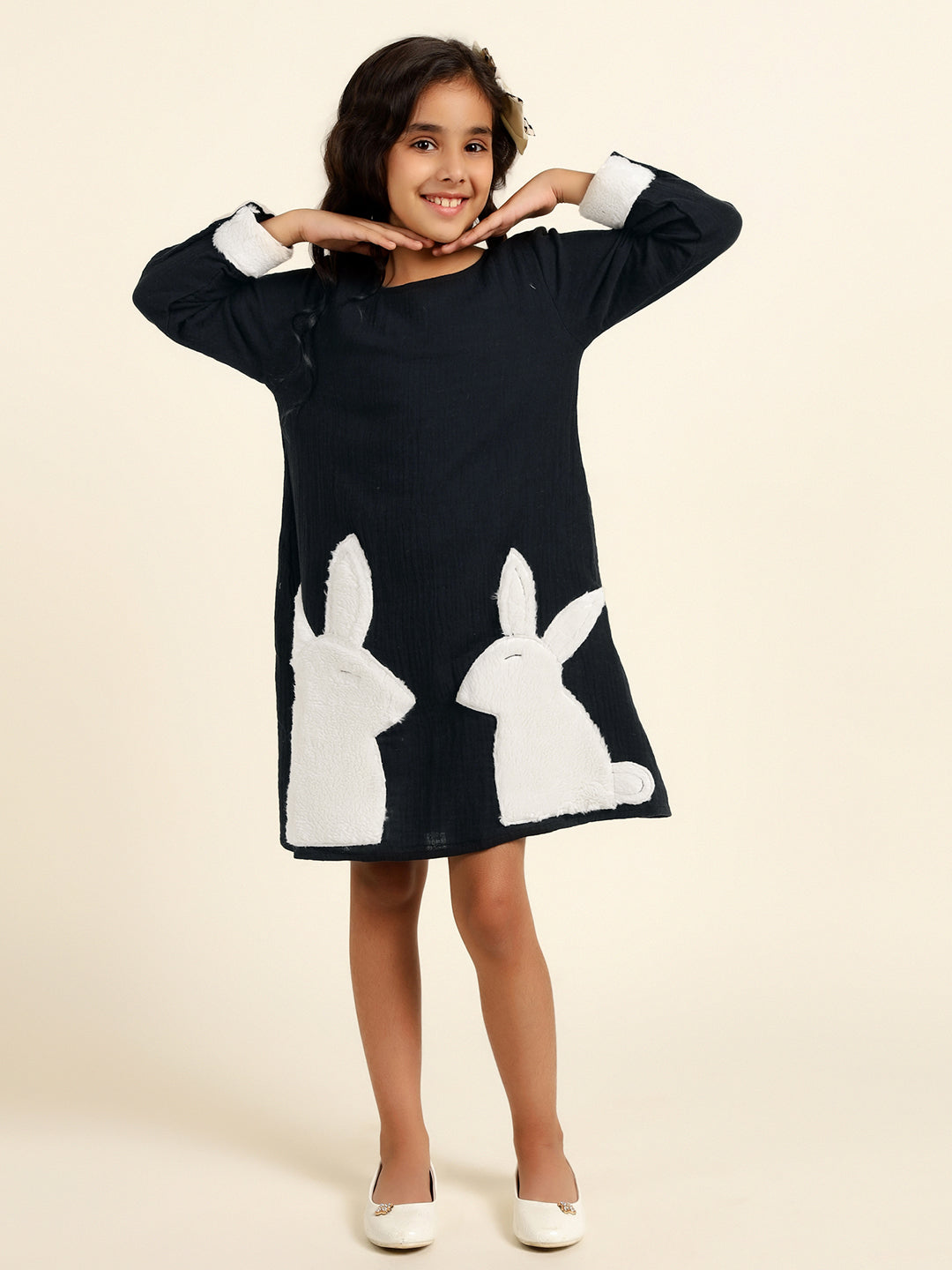 Pure Cotton Round Neck A-Line Girl Dress