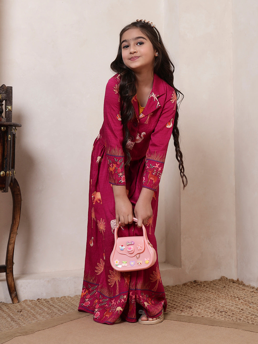 Short Blazer With Skirt Girls Co-ord Set