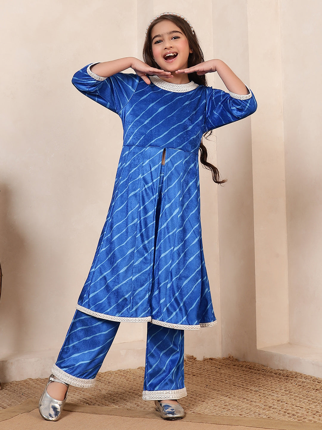Blue Velvet Kurta Set