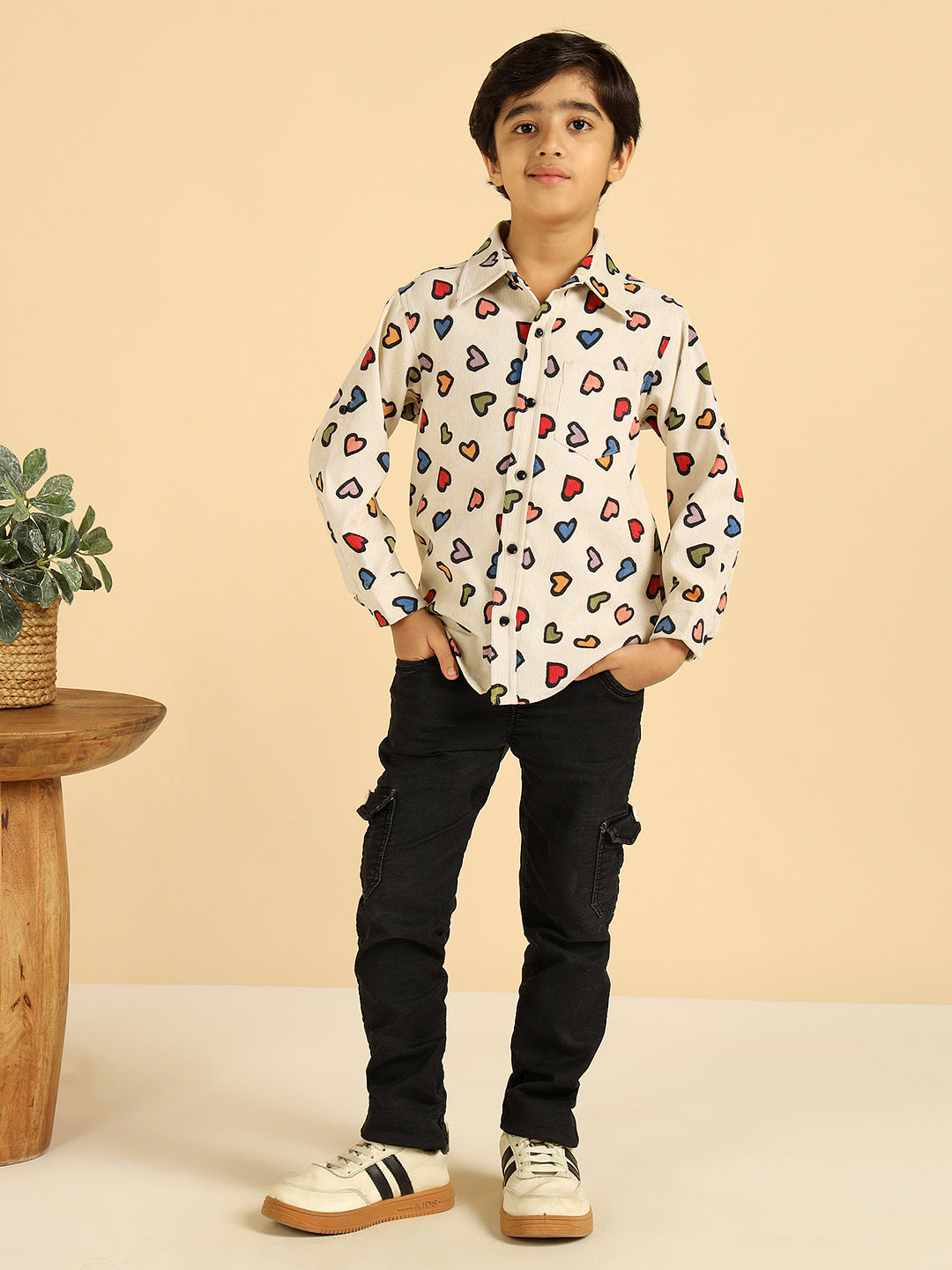 Multi Color Heart Printed Boys Shirt