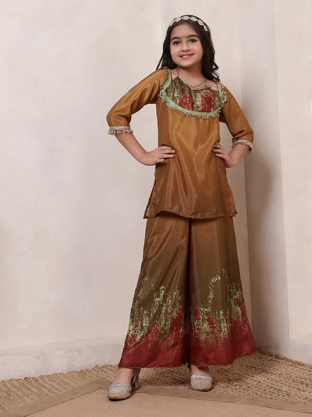 Mustard Kurta With Palazzo Set