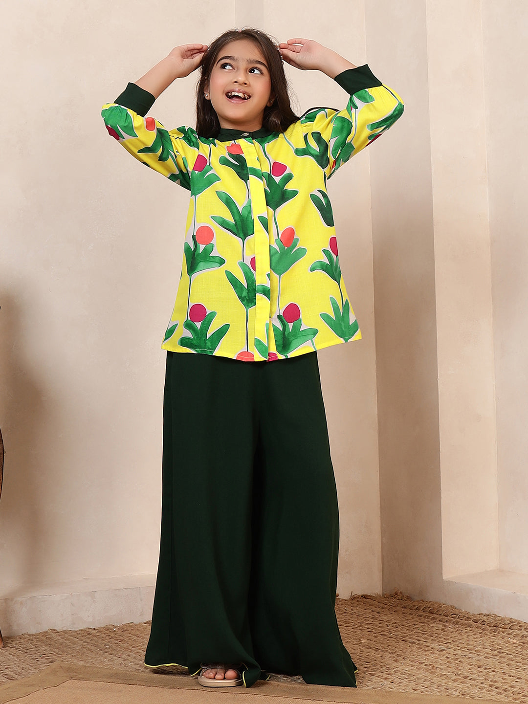 Floral Motif Short Kurta With Palazzo