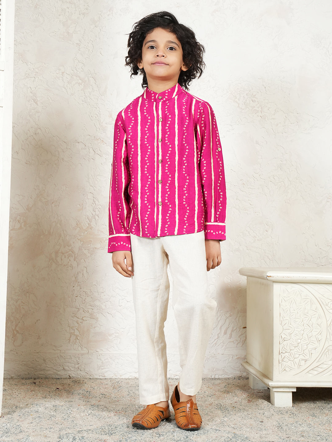 Bandhani Print Shirt For Boys