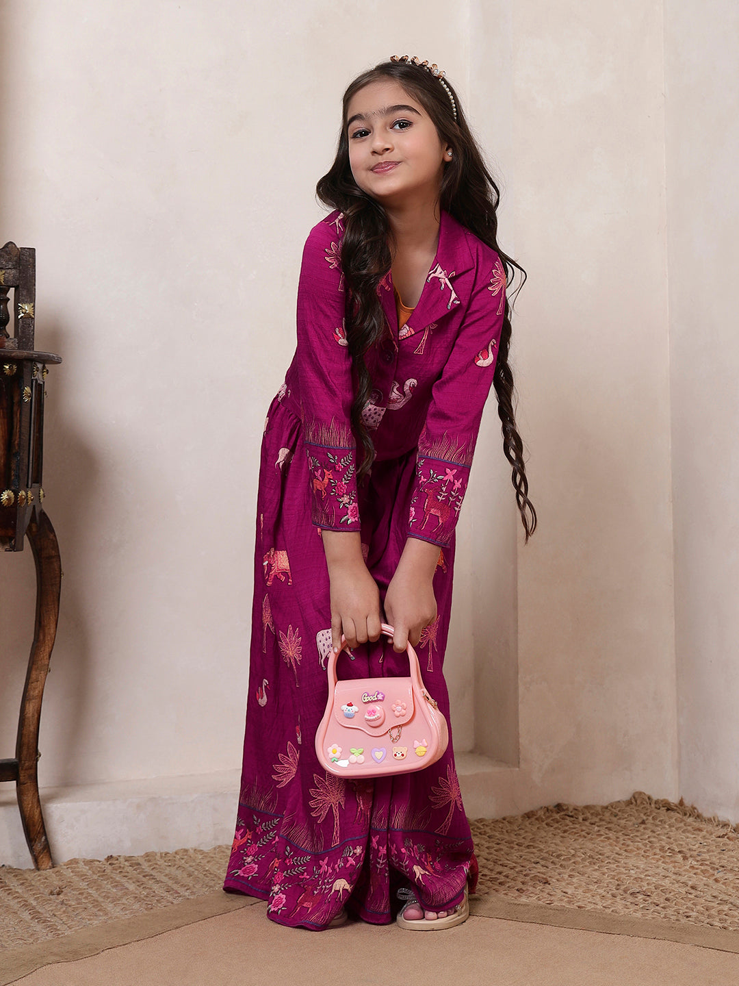 Short Blazer With Skirt Girls Co-ord Set