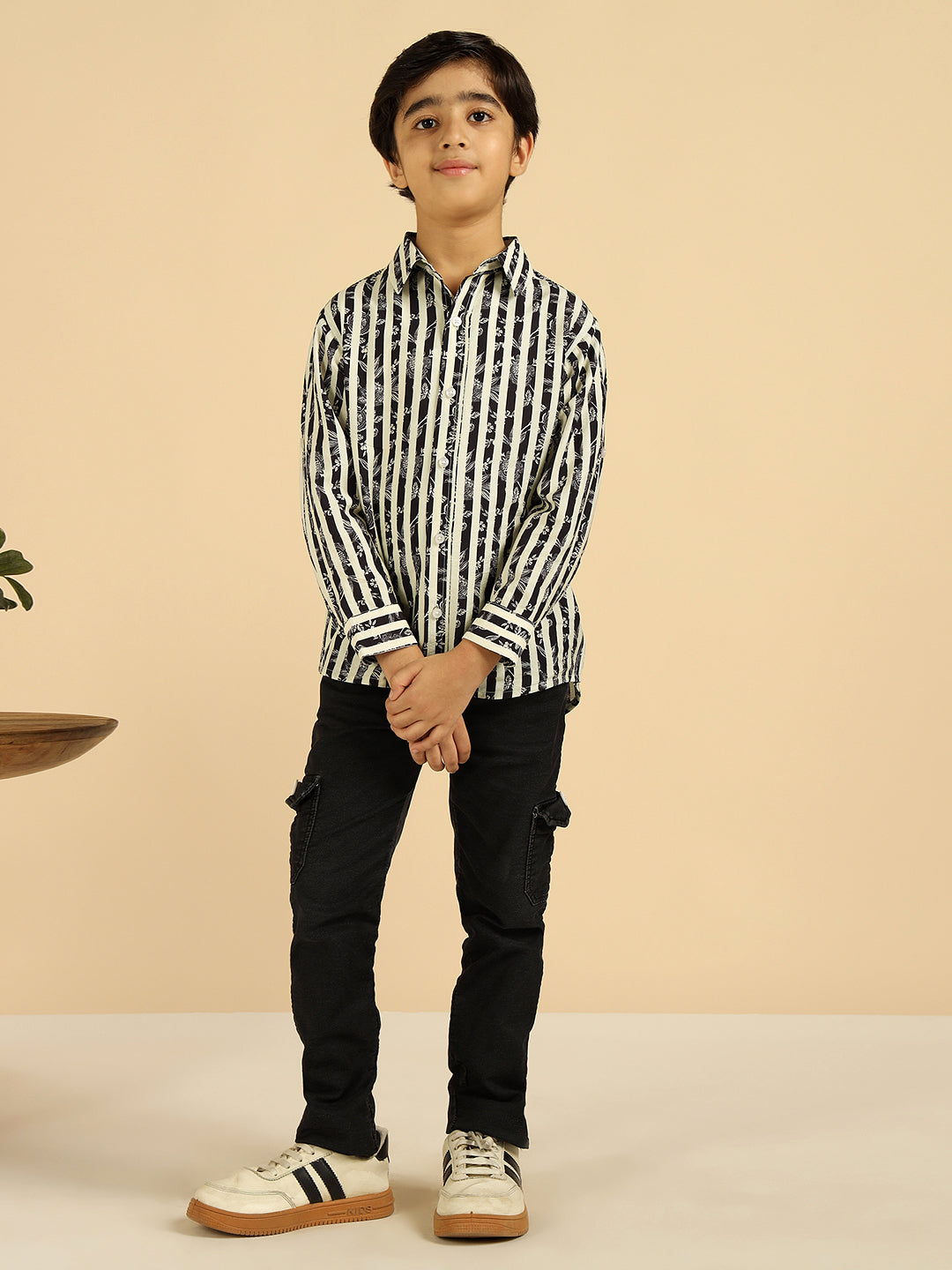 Black Striped Boys Shirt