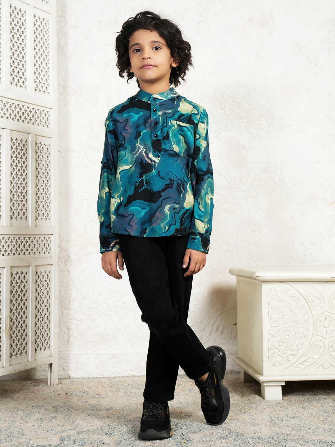 Abstract Print Kurta For Boys