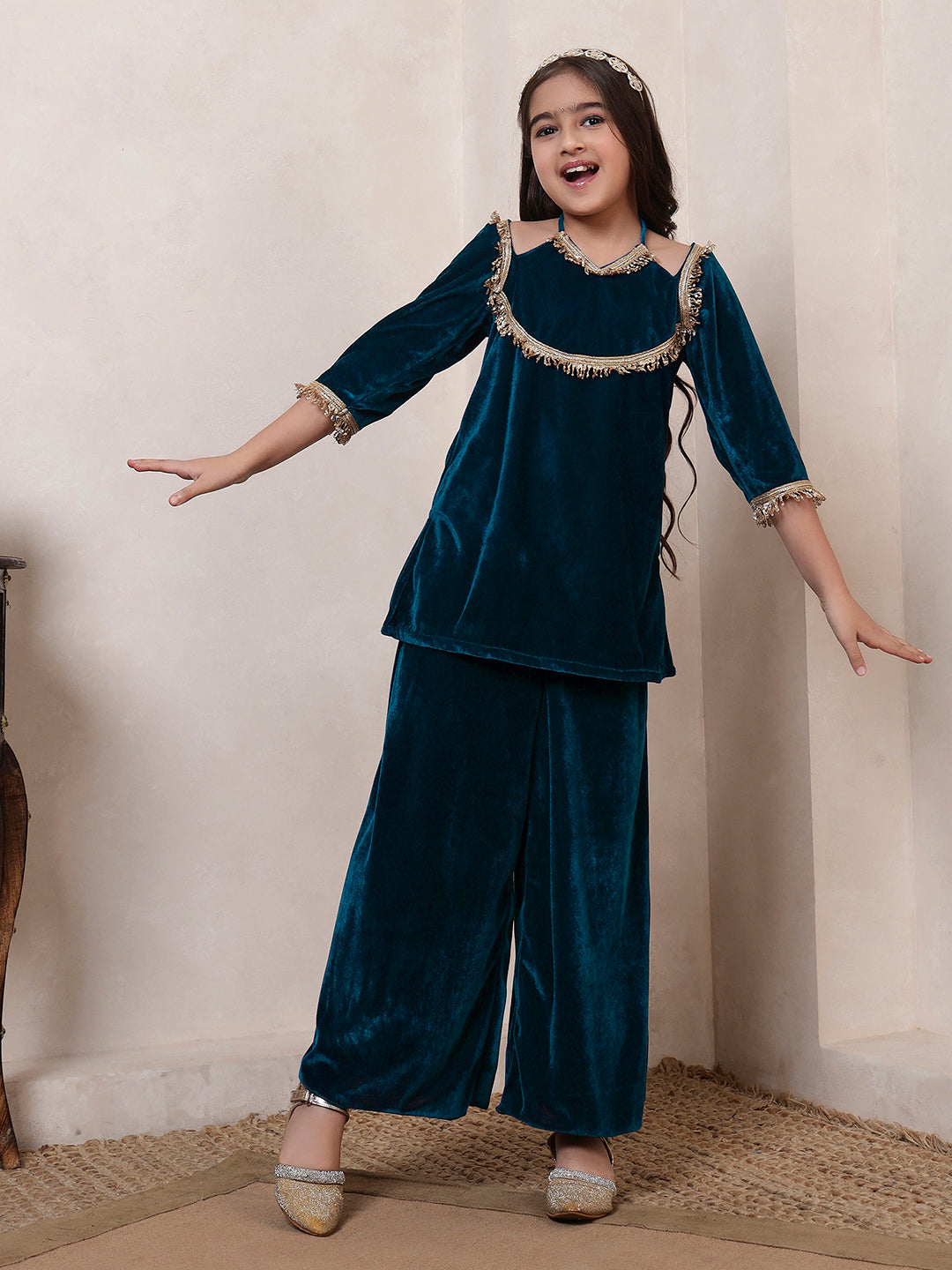 Velvet Kurta With Palazzo Set