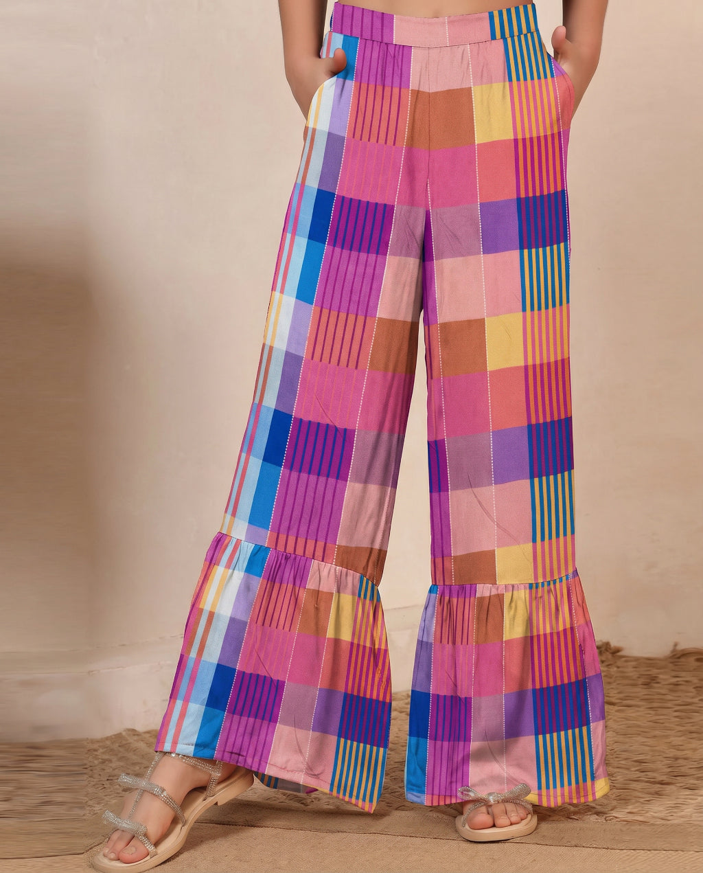 3 Piece Check Print Co-Ord Set