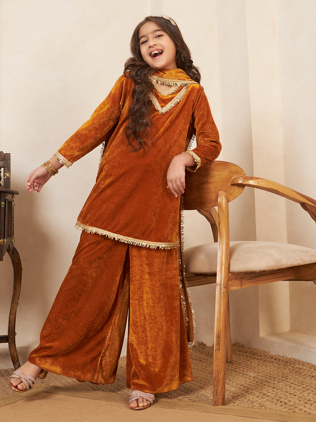 Velvet Mustard 3 Pieces Co-Ord Set