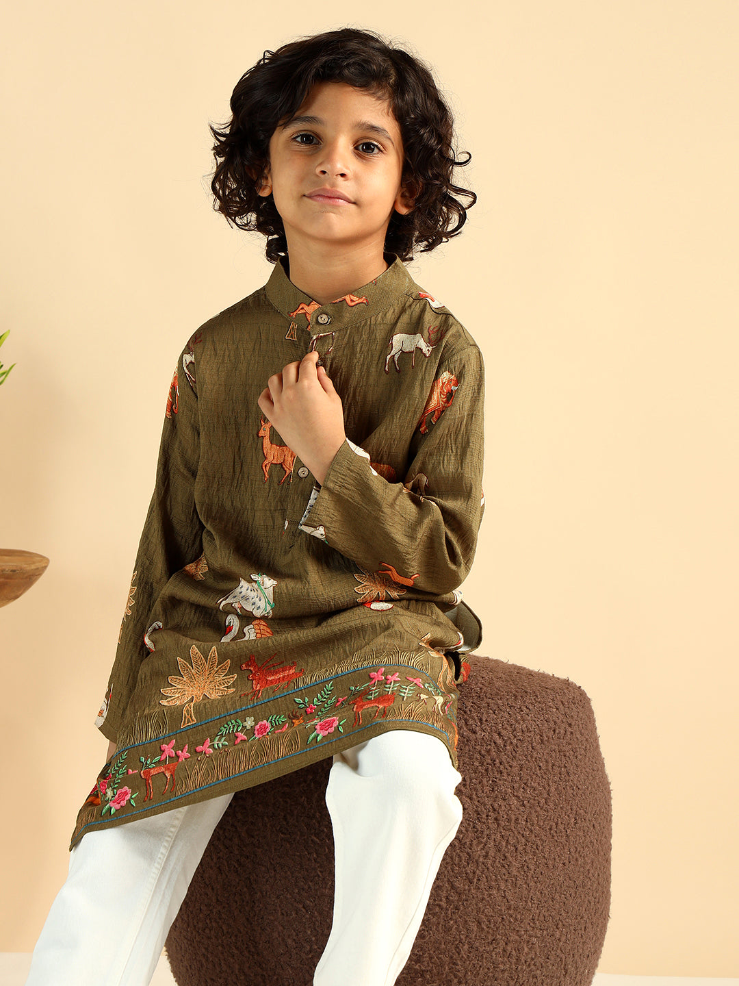 Animal Print Kurta For Boys
