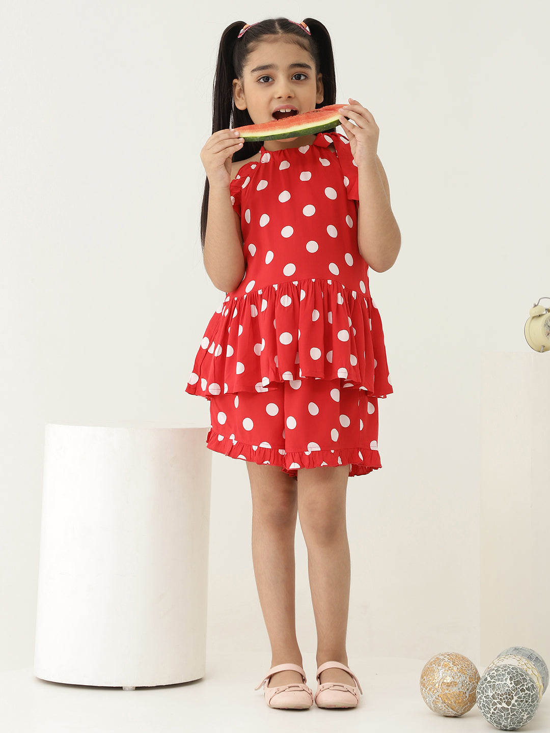 Pure Rayon Halter Neck Peplum Top With Shorts