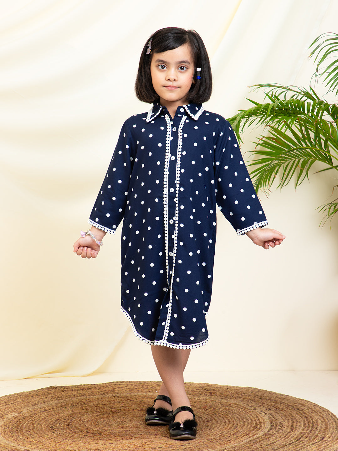 Polka Dots Printed Shirt Dress