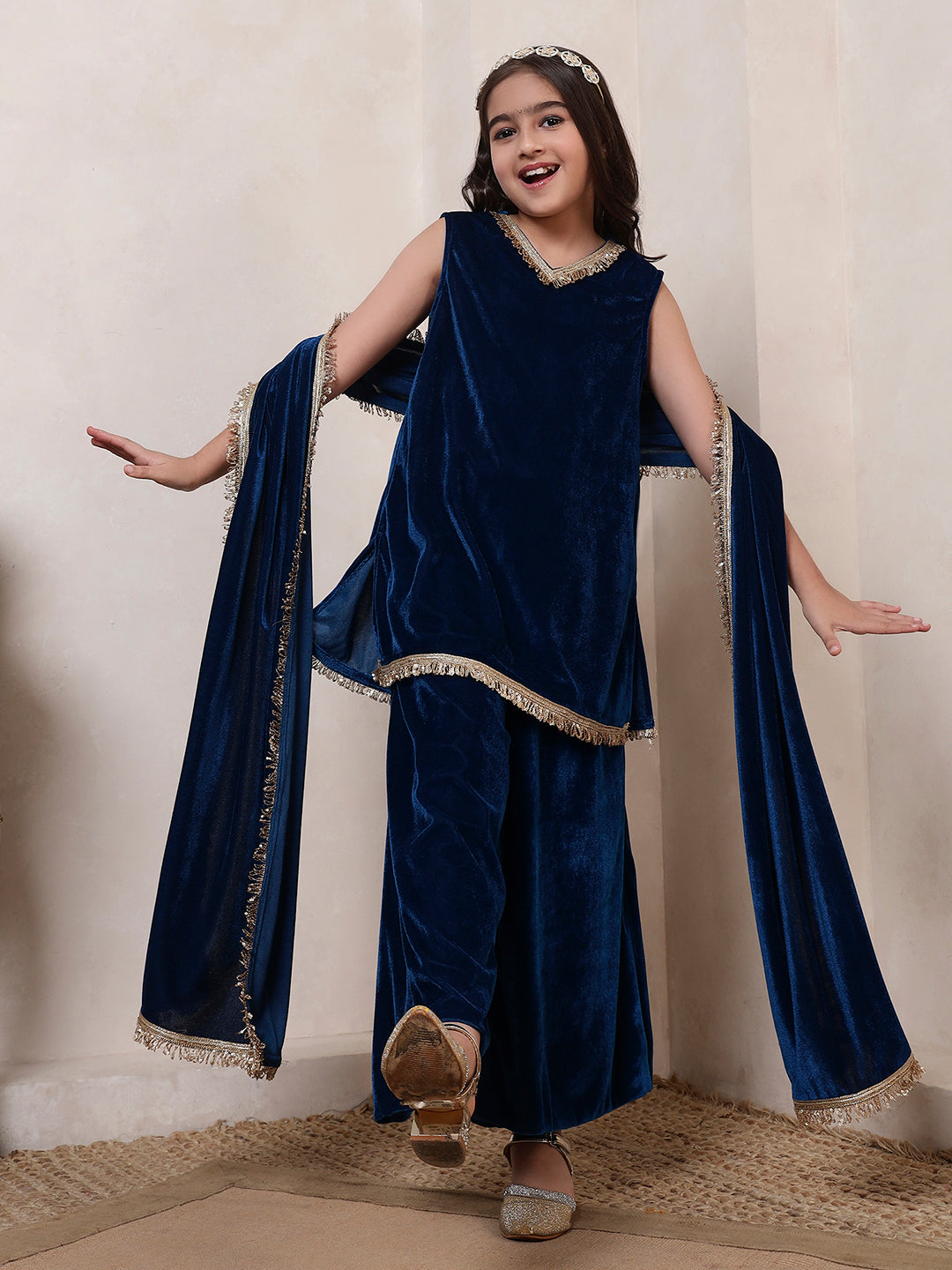 Velvet Teal Blue 3 Piece Co-ord Set